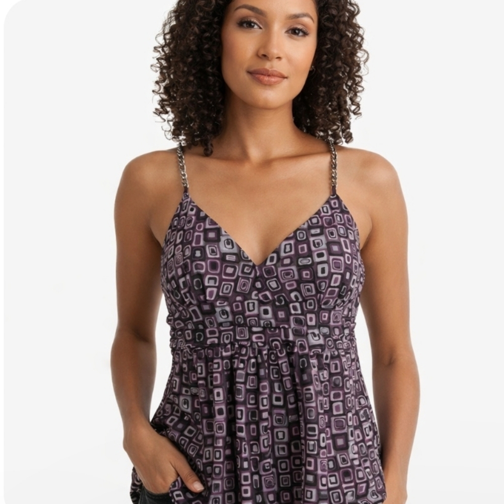 Ripe | Y2K  Multicolor Geometric Cami Top Chain Strap